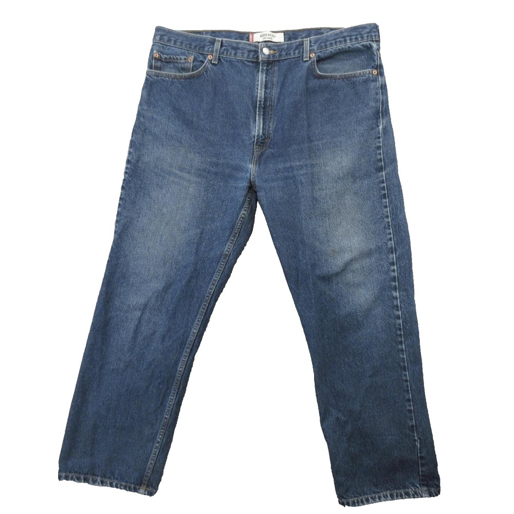 Levis 505 Jeans Mens 42x30 Blue Regular Fit Straight Leg Denim Pants Classic